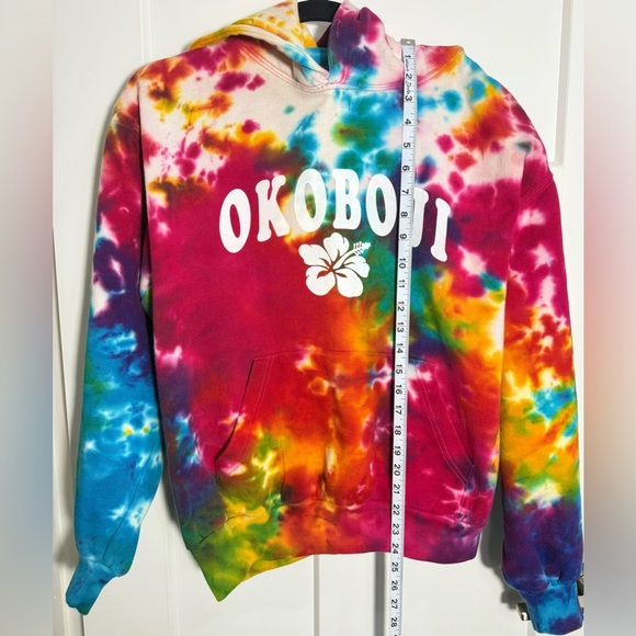 NWT Jon Lauren Womens Tie Dye Drawstring Multicolor Pullover Hoodie Size L - Picture 7 of 12